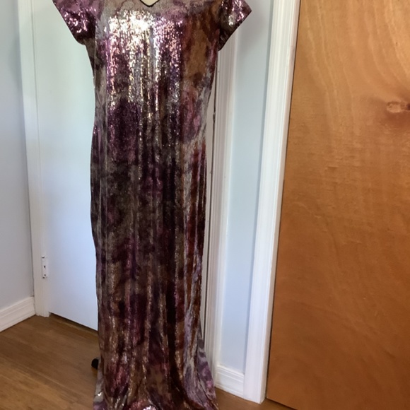 NWT TIMELESS NAEEM KHAN MAXI DRESS LARGE PURPLE SILVER SEQUINS WEDDING PARTY - Picture 9 of 12